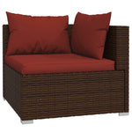 7 Piece Garden Lounge Set Brown with Cushions Poly Rattan