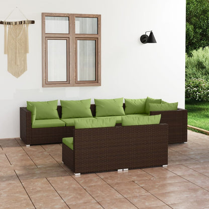7 Piece Garden Lounge Set with Cushions Poly Rattan - 70×70×60.5cm