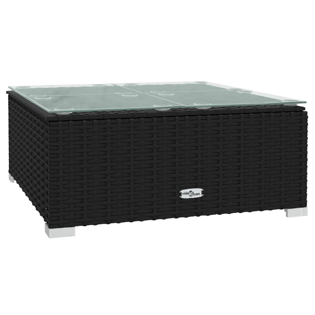 Rattan Noir Comfort Haven: 8-Piece Garden Lounge Set in Stylish Black with Plush Cushions