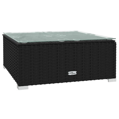 Rattan Noir Comfort Haven: 8-Piece Garden Lounge Set in Stylish Black with Plush Cushions