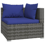 11 Piece Garden Lounge Set Grey with Cushions Poly Rattan