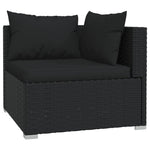 Rattan Noir Grandeur: 11-Piece Black Poly Rattan Garden Lounge Set with Plush Cushions