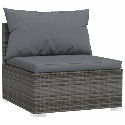 Grey Rattan Retreat: 11-Piece Garden Lounge Set with Plush Cushions