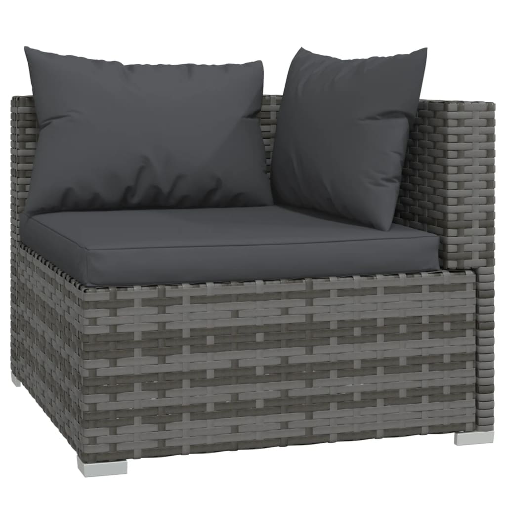 10 Piece Garden Lounge Set with Cushions Poly Rattan Grey - 60×60×30cm