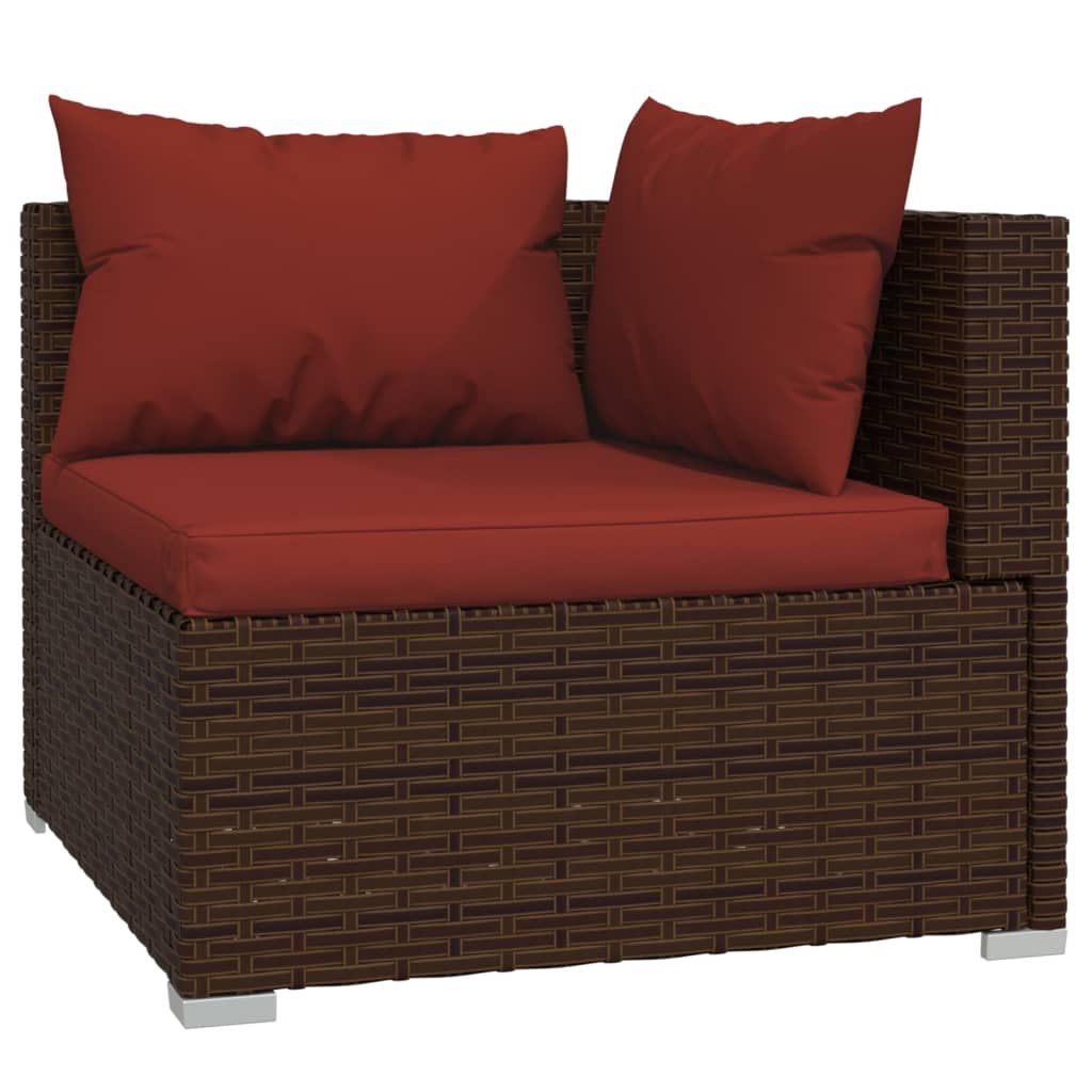 9 Piece Garden Lounge Set with Cushions Poly Rattan - 70×70×30cm