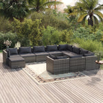 Rattan Retreat: 11-Piece Garden Lounge Set with Plush Cushions