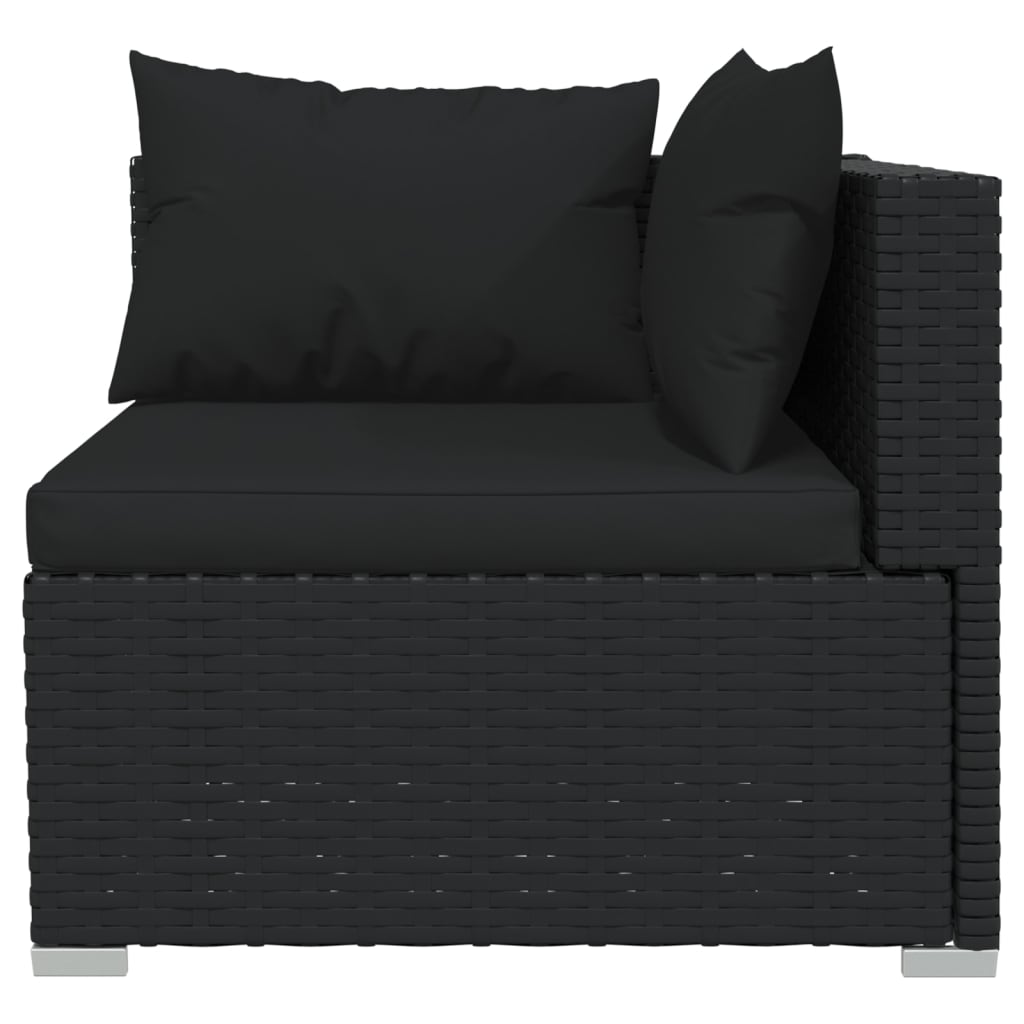 11 Piece Garden Lounge Set with Cushions Poly Rattan Black - 70×70×60.5cm