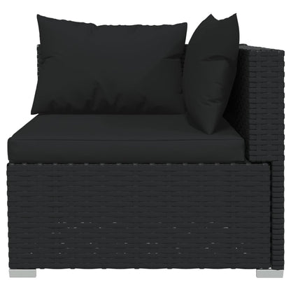 Rattan Noir Retreat: 12-Piece Black Poly Rattan Garden Lounge Set with Plush Cushions