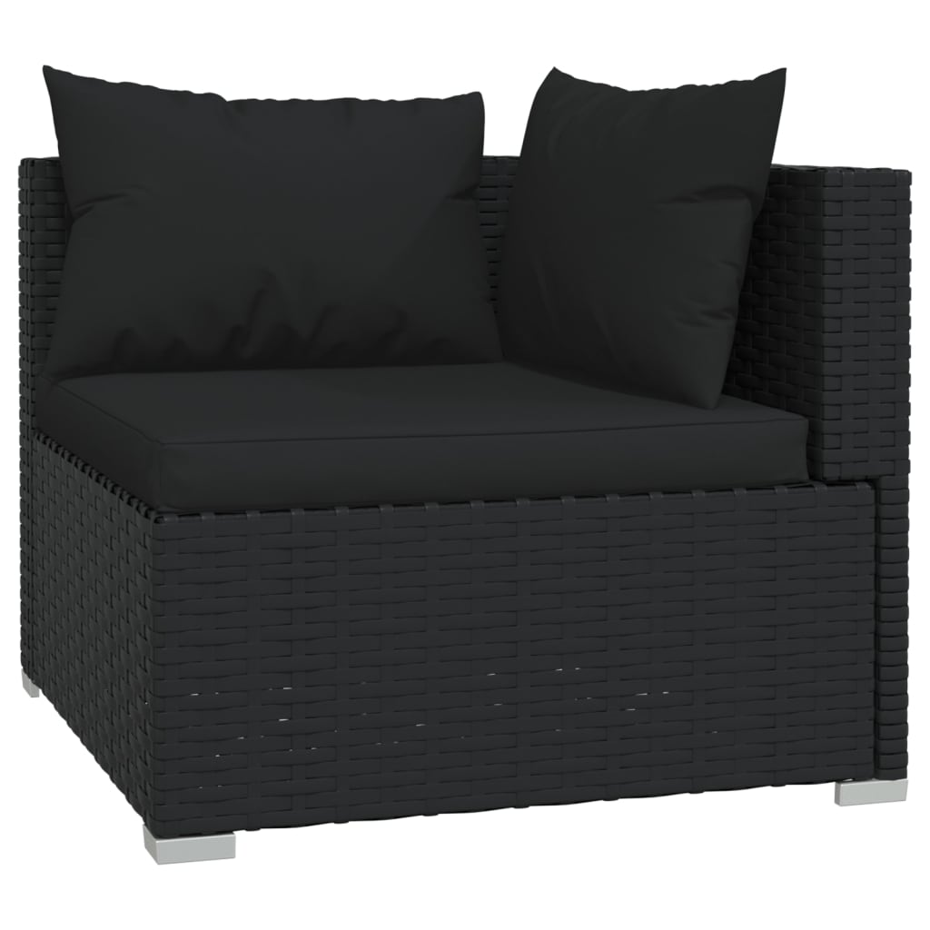 Noir Rattan Oasis: 12-Piece Black Poly Rattan Garden Lounge Set with Plush Cushions