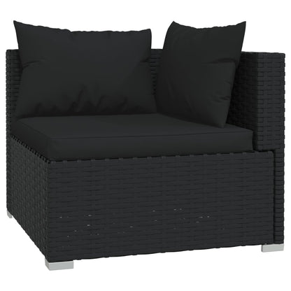 Noir Rattan Oasis: 12-Piece Black Poly Rattan Garden Lounge Set with Plush Cushions