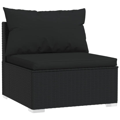 Noir Rattan Oasis: 12-Piece Black Poly Rattan Garden Lounge Set with Plush Cushions