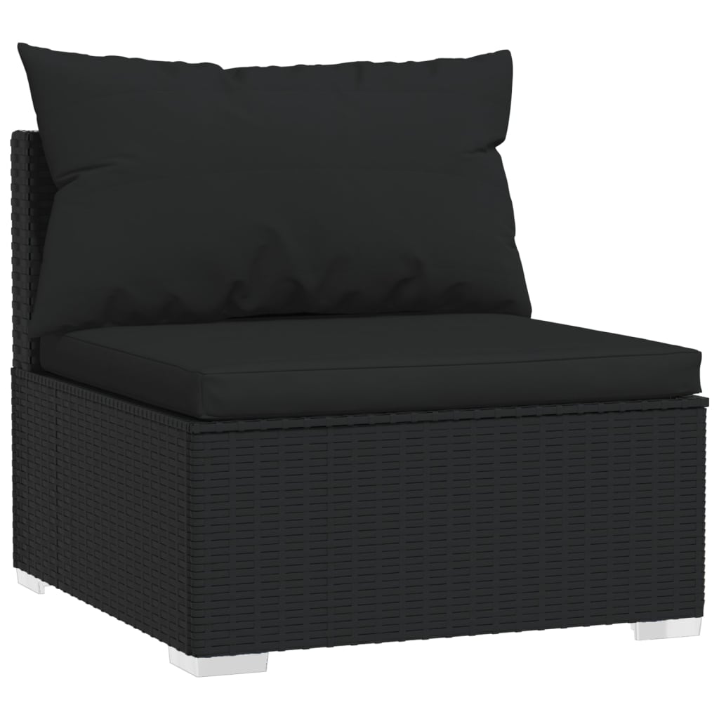 Noir Rattan Oasis: 12-Piece Black Poly Rattan Garden Lounge Set with Plush Cushions