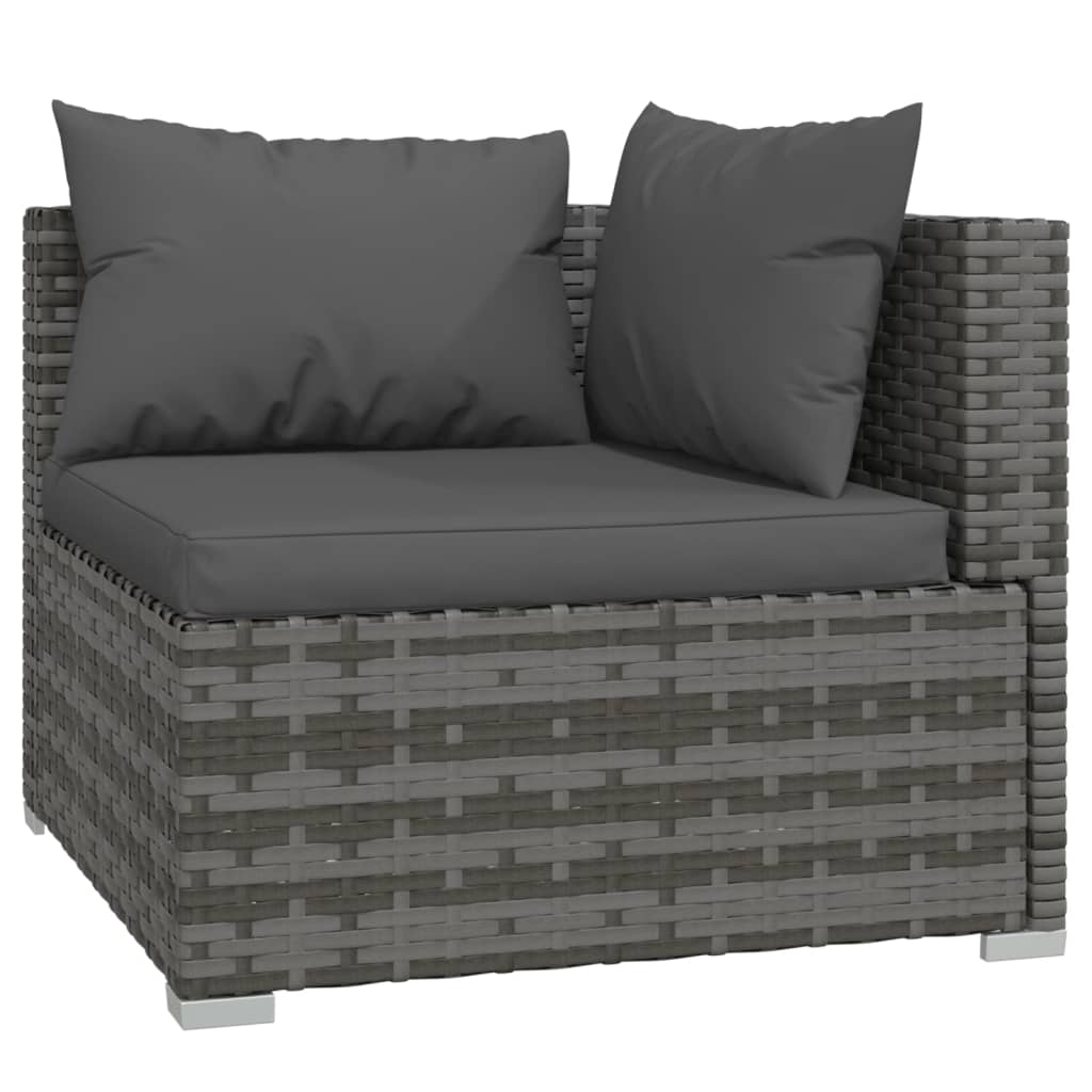 12 Piece Garden Lounge Set with Cushions Poly Rattan Grey - 70×70×30cm