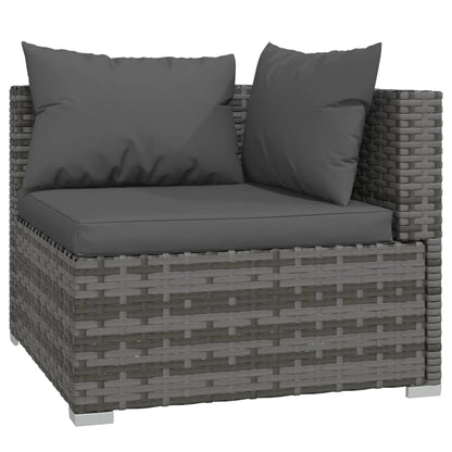 12 Piece Garden Lounge Set with Cushions Poly Rattan Grey - 70×70×30cm