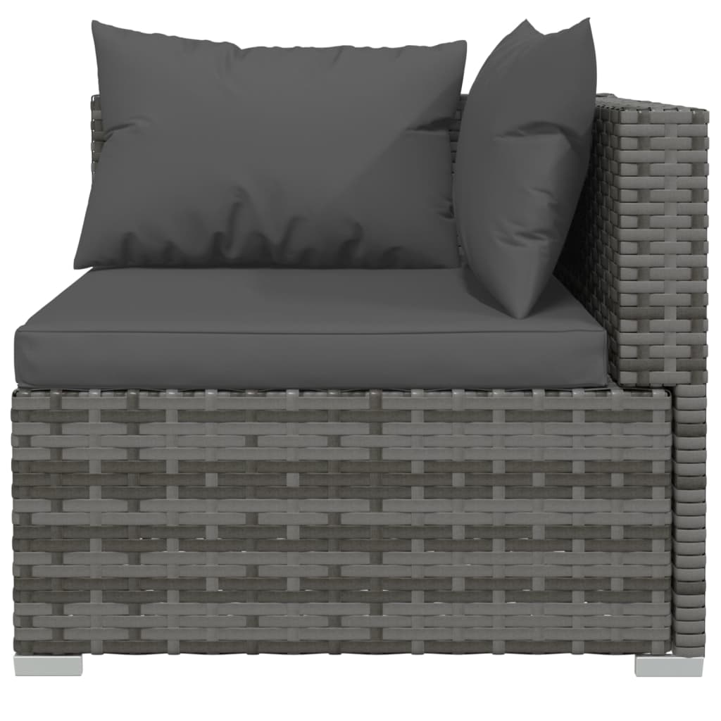 12 Piece Garden Lounge Set with Cushions Poly Rattan Grey - 70×70×30cm