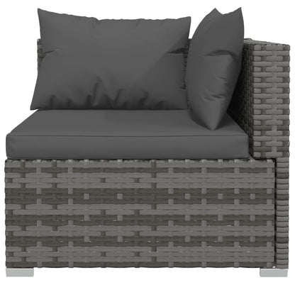 12 Piece Garden Lounge Set with Cushions Poly Rattan Grey - 70×70×30cm