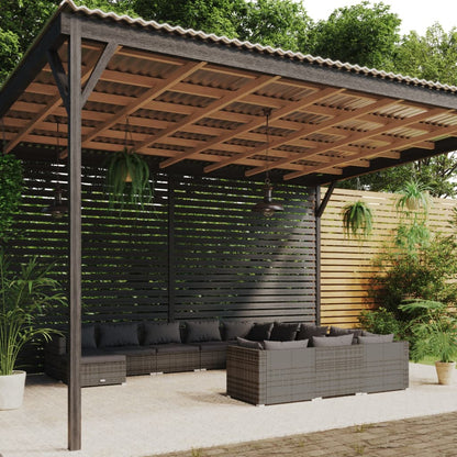 12 Piece Garden Lounge Set with Cushions Poly Rattan Grey - 70×70×30cm