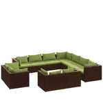 11 Piece Garden Lounge Set with Cushions Poly Rattan