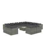 13 Piece Garden Lounge Set with Cushions Grey Poly Rattan