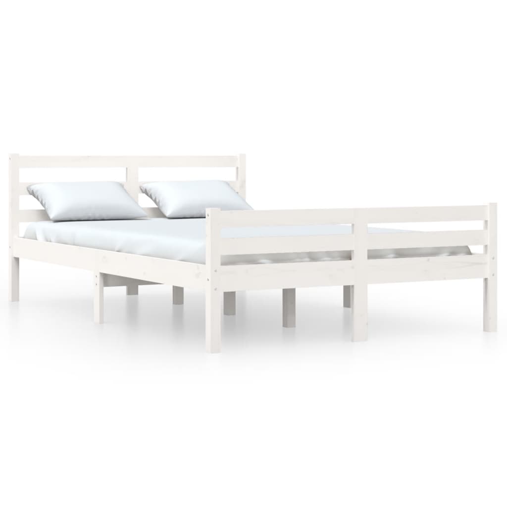 Bed Frame White Solid Wood Queen Size - 153×203cm
