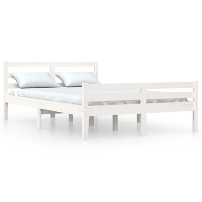 Bed Frame White Solid Wood Queen Size - 153×203cm
