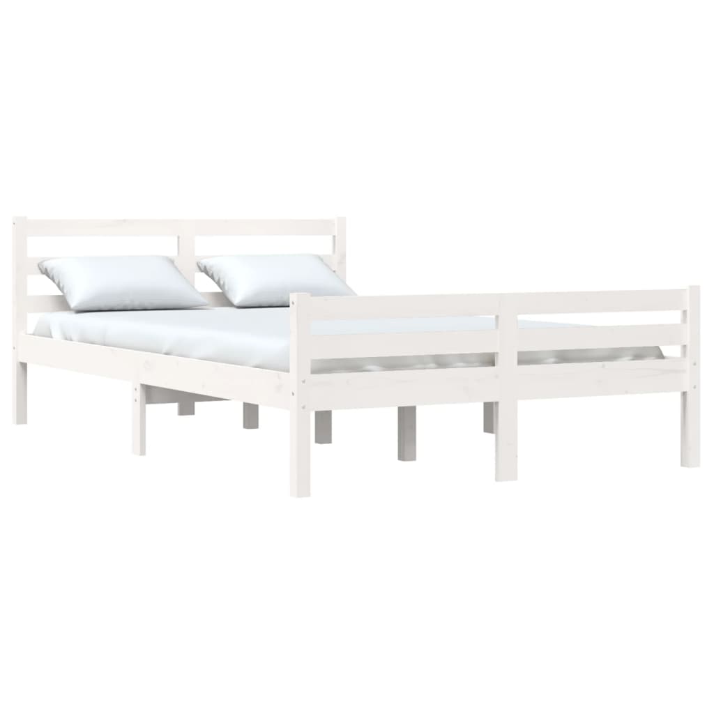 Bed Frame White Solid Wood Queen Size - 153×203cm