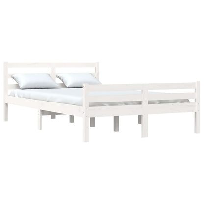 Bed Frame White Solid Wood Queen Size - 153×203cm