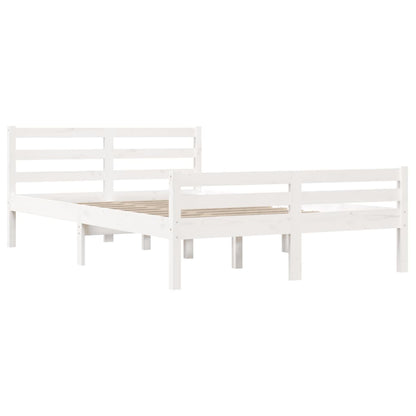 Bed Frame White Solid Wood Queen Size - 153×203cm