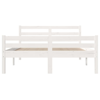 Bed Frame White Solid Wood Queen Size - 153×203cm