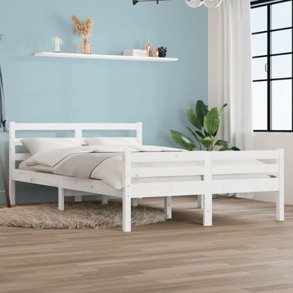 Bed Frame White Solid Wood Queen Size - 153×203cm
