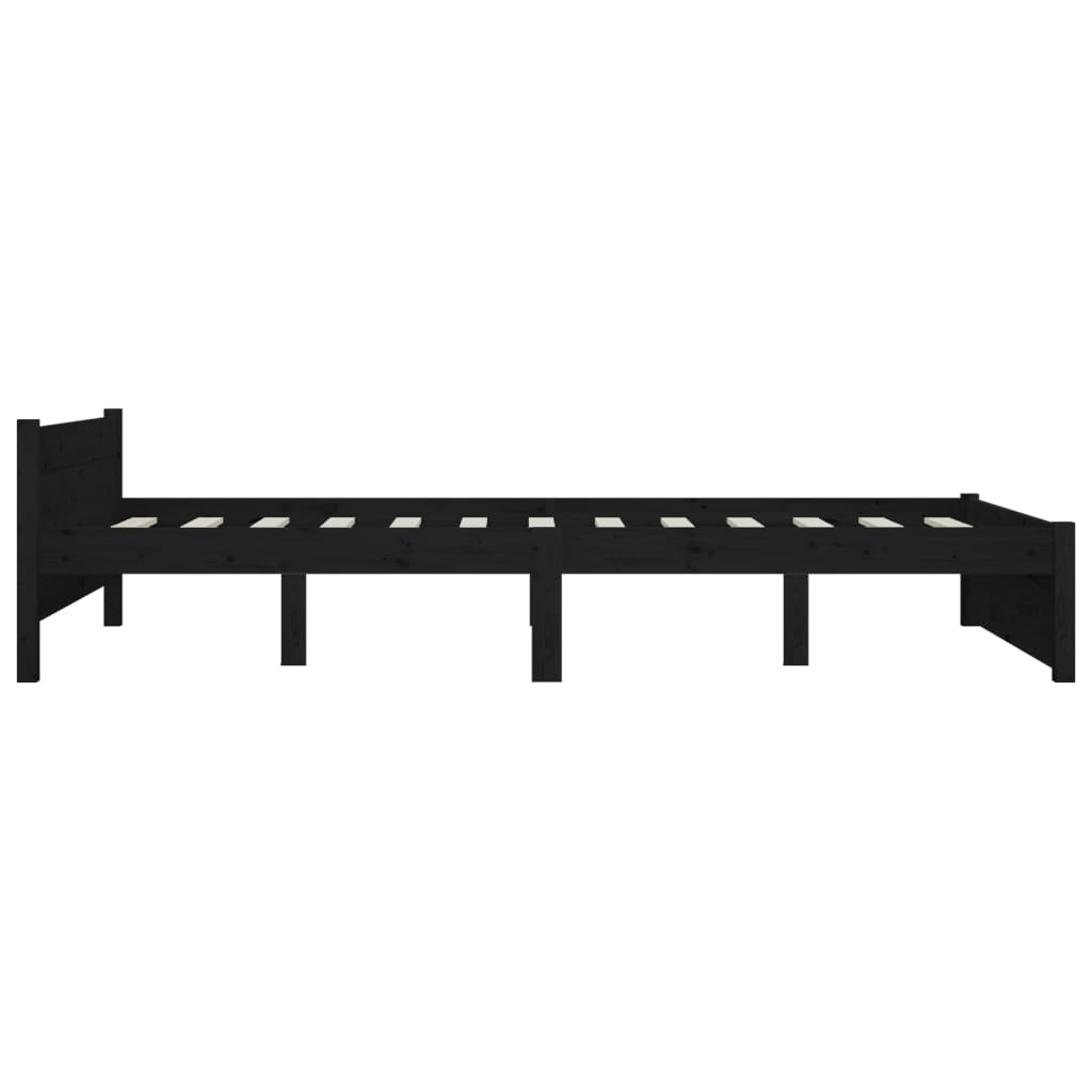 Queen Size Bed Frame in Black with Drawers and Solid Pine Wood Boho 