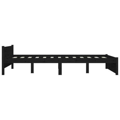 Queen Size Bed Frame in Black with Drawers and Solid Pine Wood Boho 