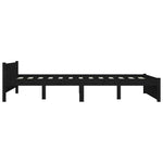 Queen Size Bed Frame in Black with Drawers and Solid Pine Wood Boho