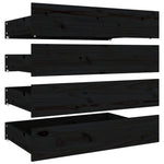 Queen Size Bed Frame in Black with Drawers and Solid Pine Wood Boho