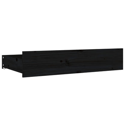 Queen Size Bed Frame in Black with Drawers and Solid Pine Wood Boho 