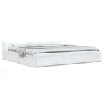 White King Bed Frame with Drawers Solid Pine Wood Storage Headboard