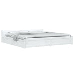 White King Bed Frame with Drawers Solid Pine Wood Storage Headboard