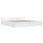 White King Bed Frame with Drawers Solid Pine Wood Storage Headboard