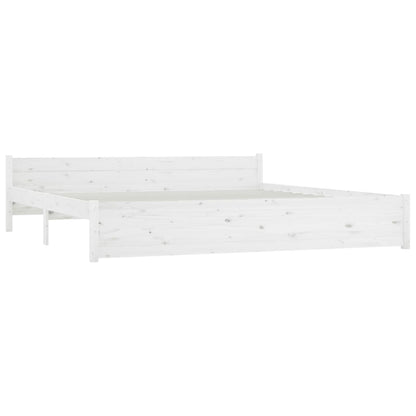 White King Bed Frame with Drawers Solid Pine Wood Storage Headboard
