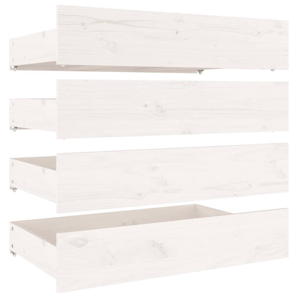 White King Bed Frame with Drawers Solid Pine Wood Storage Headboard