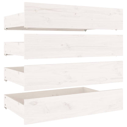 White King Bed Frame with Drawers Solid Pine Wood Storage Headboard