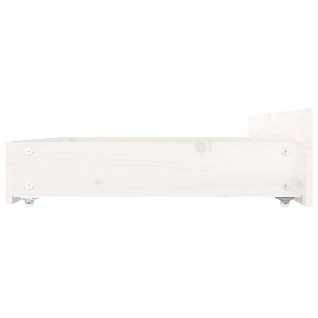 White King Bed Frame with Drawers Solid Pine Wood Storage Headboard