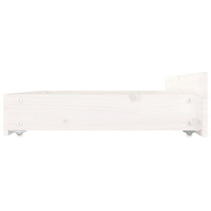 White King Bed Frame with Drawers Solid Pine Wood Storage Headboard