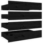 Black King Bed Frame with Drawers Solid Pinewood Sturdy Slats Headboard