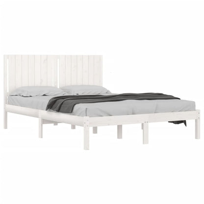 Bed Frame White Solid Wood Queen Size - 150×200cm