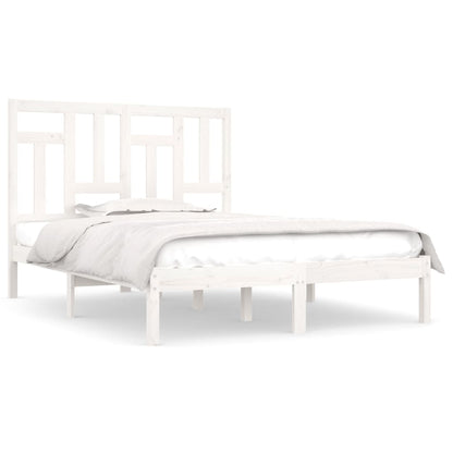 Bed Frame White Solid Wood Pine Queen Size