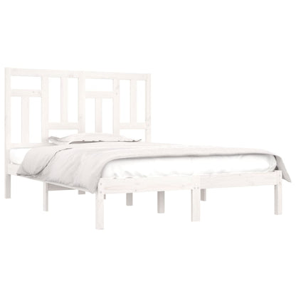 Bed Frame White Solid Wood Pine Queen Size