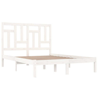 Bed Frame White Solid Wood Pine Queen Size