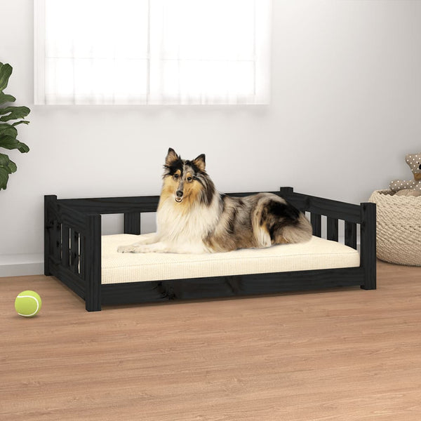  Dog Bed Black Solid Wood