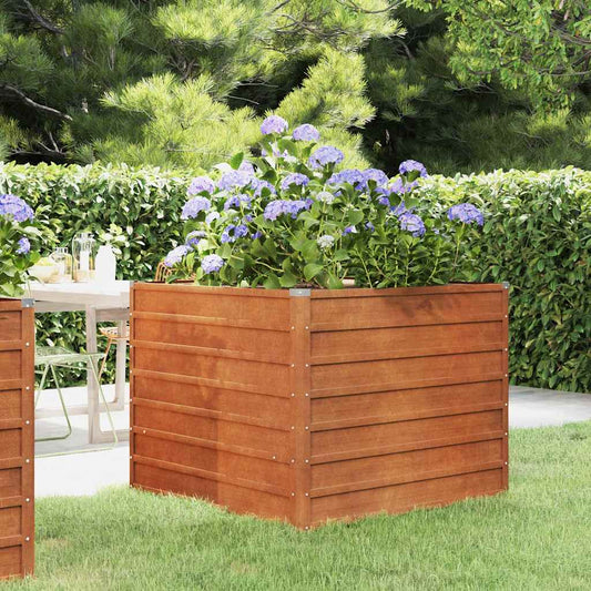 Corten Steel Raised Garden Bed 100x100x77cm | HomeAndLiving